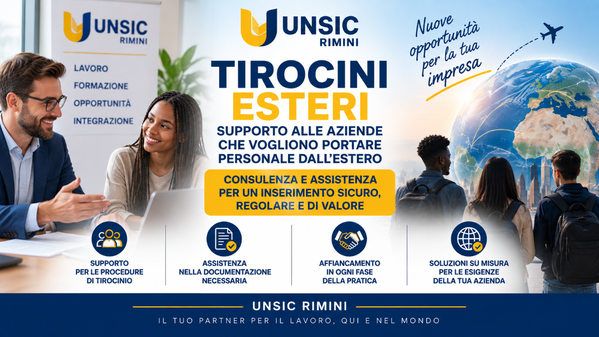 Tirocini esteri: supporto alle aziende che vogliono inserire personale dall'estero | UNSIC Rimini Riccione Cattolica Bellaria Cesenatico Cesena | Patronato e CAF Imprese Privati