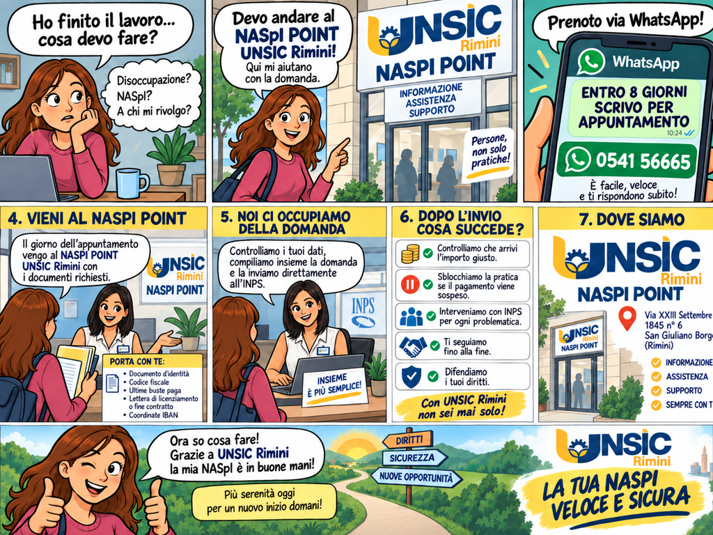 NASpI Point UNSIC Rimini: assistenza dalla presentazione della domanda NASpI fino alla gestione della pratica e delle comunicazioni INPS | UNSIC Rimini Riccione Cattolica Bellaria Cesenatico Cesena | Patronato e CAF Imprese Privati
