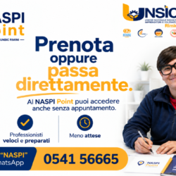 NASpI Point UNSIC Rimini: prenota oppure passa direttamente anche senza appuntamento. Scrivi “NASPI” su WhatsApp al 0541 56665 | UNSIC Rimini Riccione Cattolica Bellaria Cesenatico Cesena | Patronato e CAF Imprese Privati